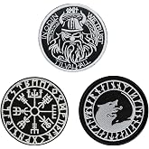 3 Pcs Northern Europe Viking Compass Viking God Viking Cat Rune Tactical Hook and Loop Embroidered Patch for Caps,Bags,Backpacks,Clothes,Vest,Military Uniforms,Tactical Gears Etc.