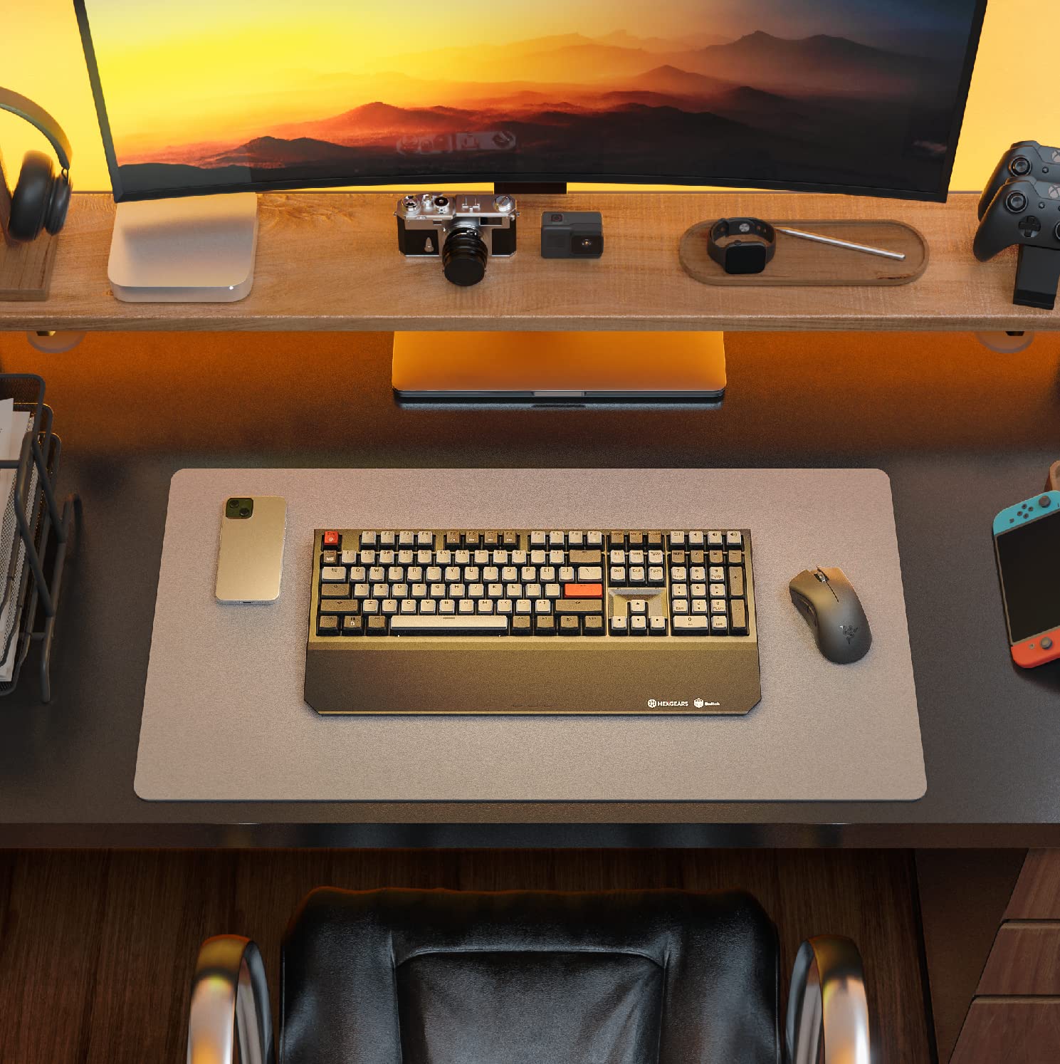 Hexgears X5 Wireless Mechanical Keyboard with Kaihl Box Switch-Quicksand Gold, Ironman Computer Keyboard for Gaming, Typing, Ergonomic 108-key Typewriter Keyboard with Wrist Rest