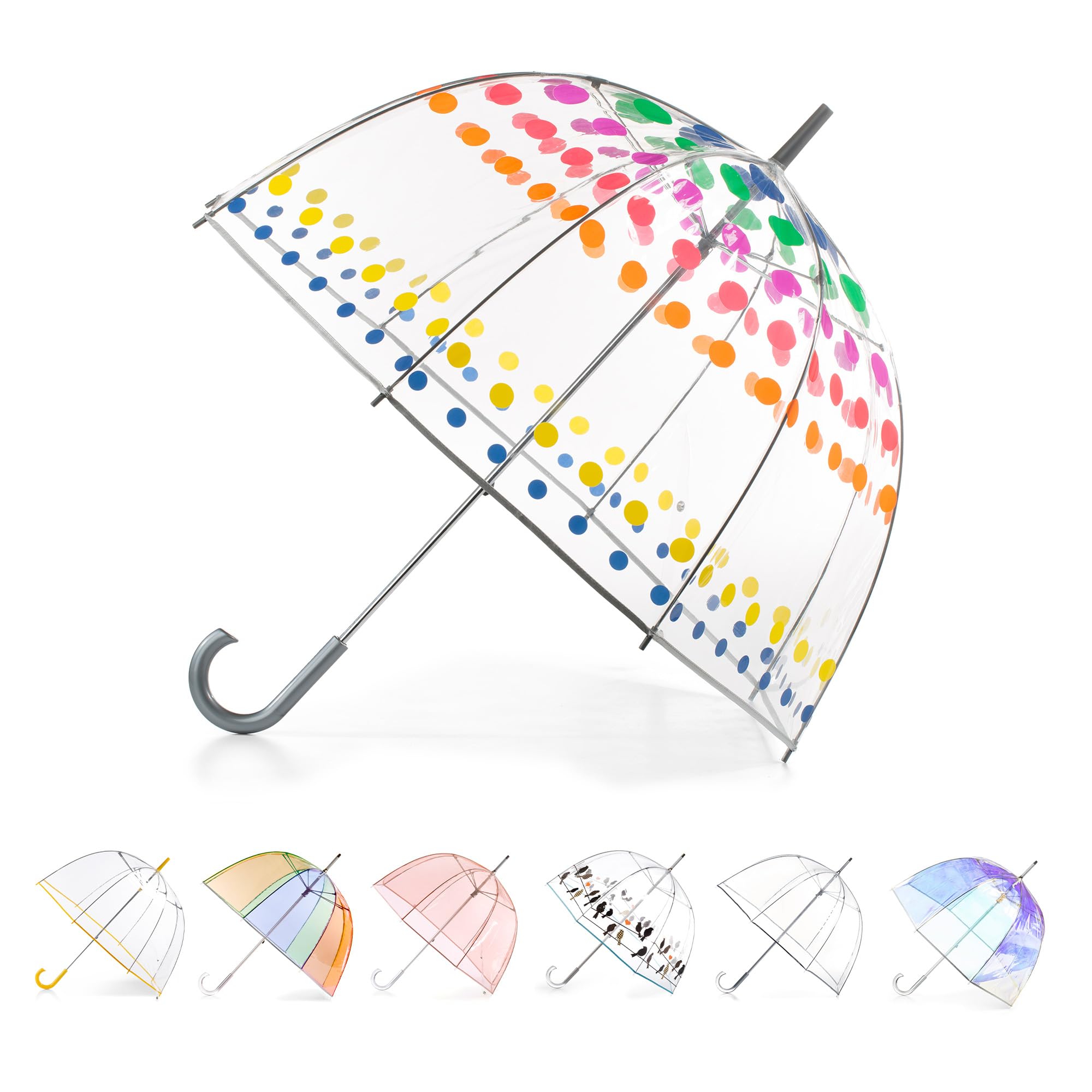 totes Clear Bubble Umbrella with Dome Canopy, Lightweight Design, Wind and Rain Protection, Signature Dots, Adults - 51" Canopy, Clear Bubble Umbrella with Dome Canopy, Lightweight Design, Wind and