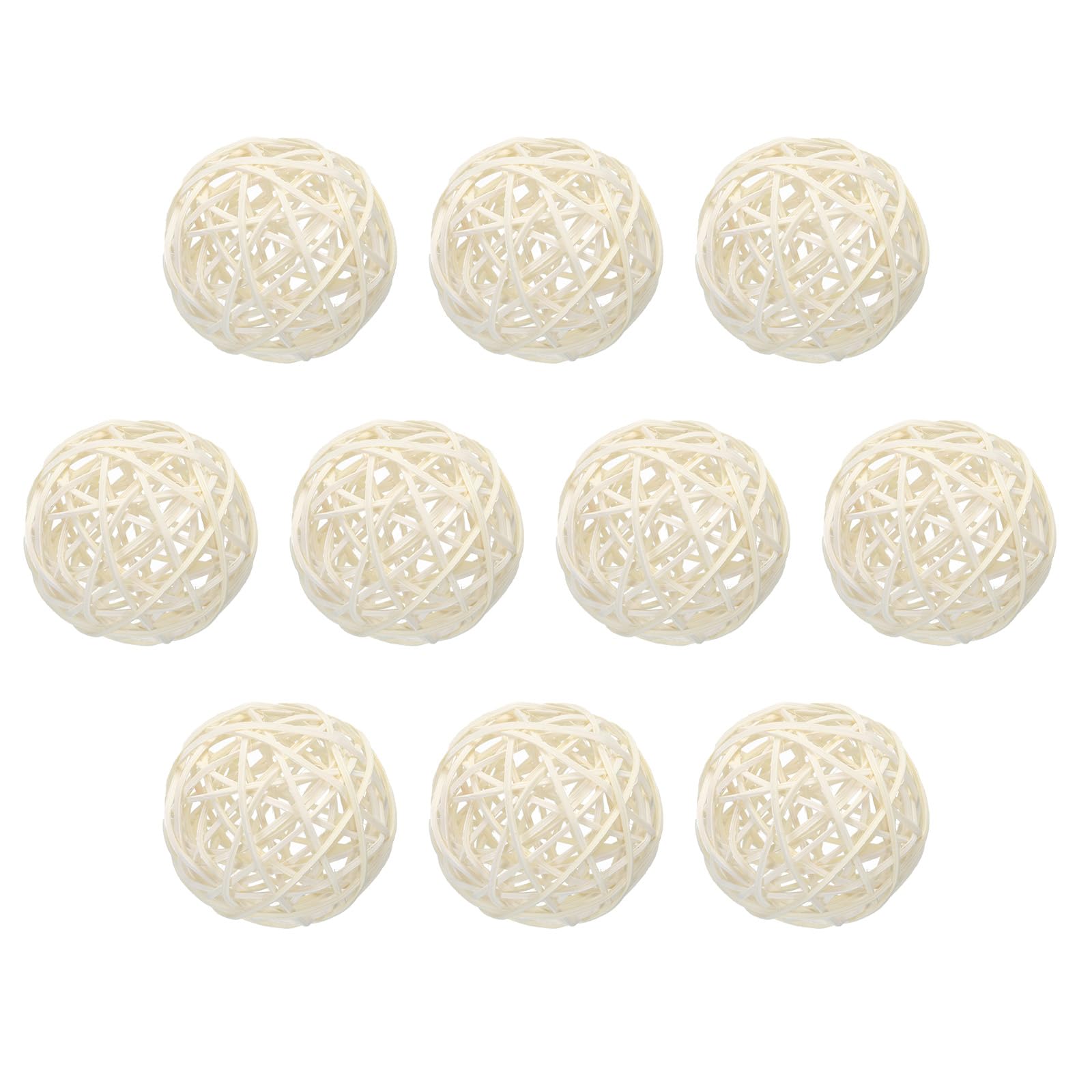 Uxcell 10 Pcs Wicker Rattan Balls 2.4 Inch Rattan Decorative Balls for Centerpiece Bowls Vase Fillers Home Decor White