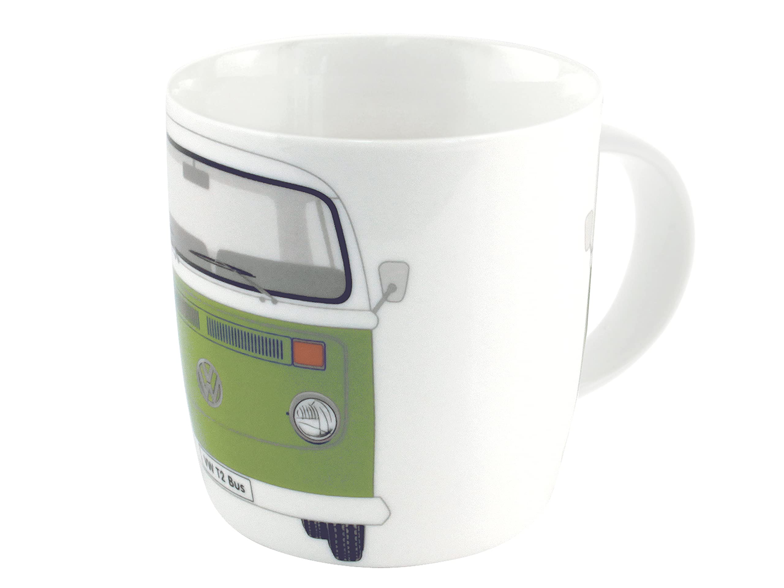 BRISA VW Collection - Volkswagen Large Ceramic Coffee-Tea-Cappuccino Mug Cup in T2 Bus Campervan Design (370 ml/12.5 fl oz/Bus Front/Green)