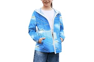 MODAFANS Girls Boys Rain Jacket Lightweight Waterproof Hooded RainCoats Windbreaker for Outdoor 4-13year