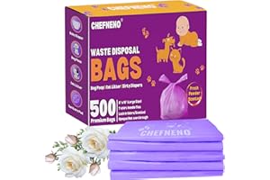 CHEFNENO Disposable Baby Diaper Bags (500 Bags) Fresh Powder Scented Easy Tie Handles epi Eco-Friendly Diaper Disposable Sacks Dog Poop Bags Cat Litter Waste Bags (Fresh Powder, 500 ct.)