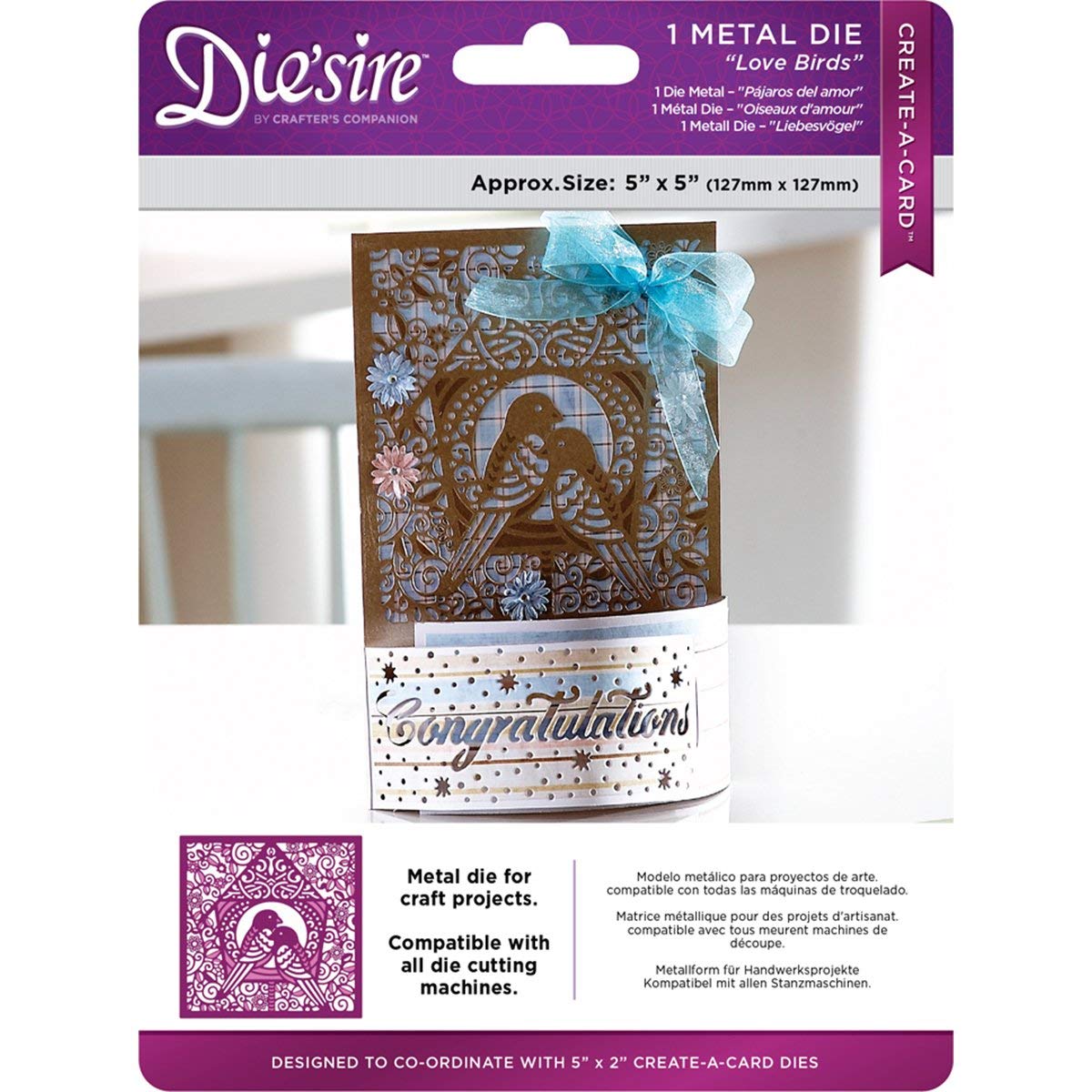 Die'sire "Love Birds Create a Card Kit, Silver