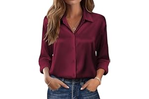 Zeagoo Womens Tops Long Sleeve Satin Silk Button Down Shirts Casual Business Dressy Blouses Fall Clothes
