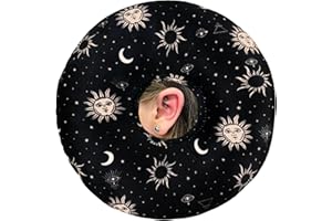 Juowzph Piercing Pillow for Side Sleepers Goth Gothic Ear Piercing Pillow with Holes for Ear Pain, Moon Sun O-Shaped Donut Pillow for Ear Piercing Pain CNH Side Sleeping Ear Piercing Protector