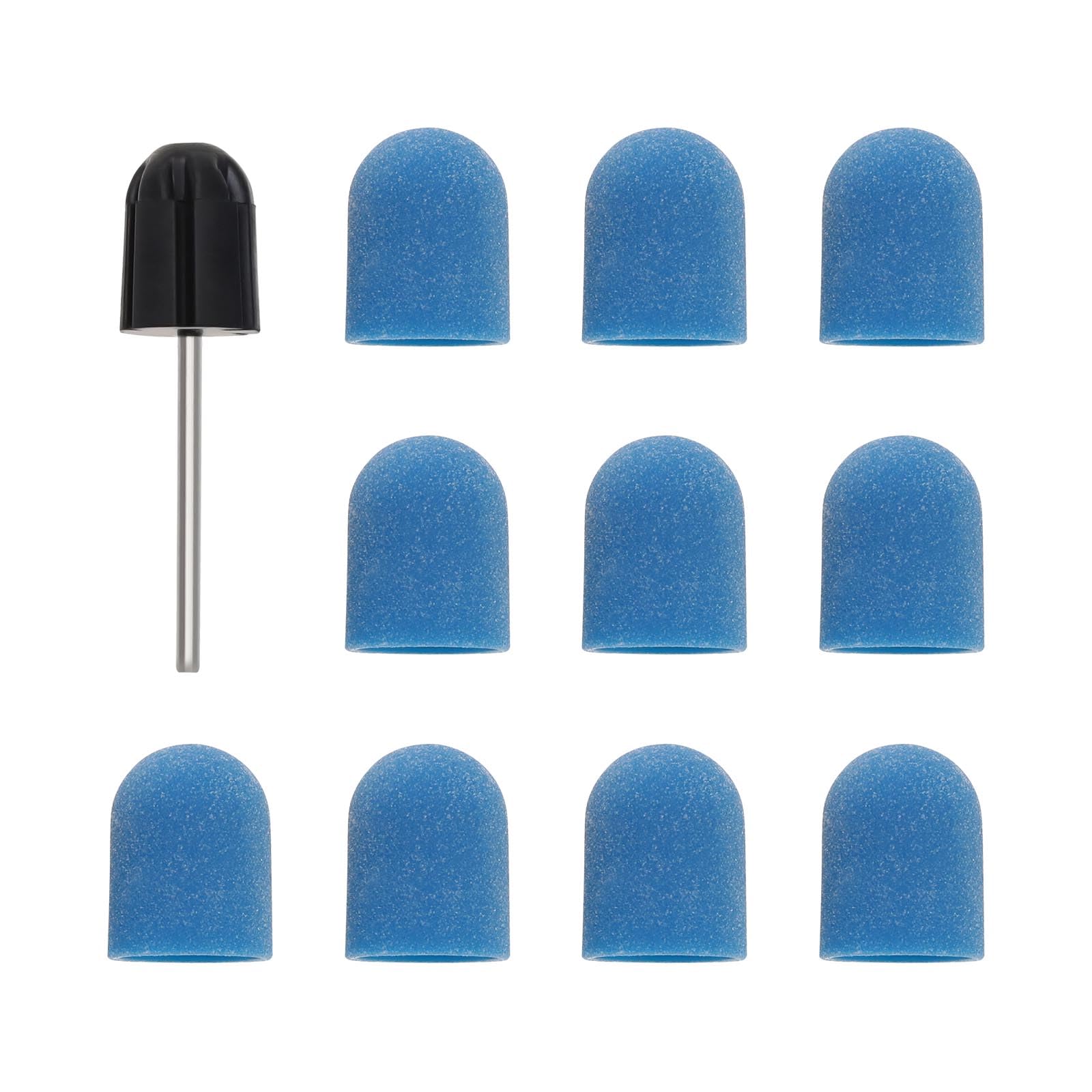 eMagTech 11pcs Sanding Cap Polisher Nail Drill Accessory Blue Sand Cap For Nail Enhancement And Pedicure 13x19mm 180 Grit Fine