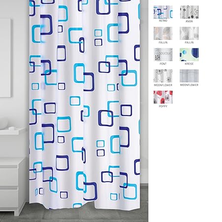 RIDDER 130380 Duschvorhang Folie ca. 180 x 200 cm, Retro