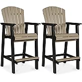 Signature Design by Ashley Fairen Trail 30" HDPE Durable Outdoor Barstool, 2 Count, Black & Brown