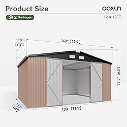 Aoxun 12'x10' Outdoor Metal Storage Shed with