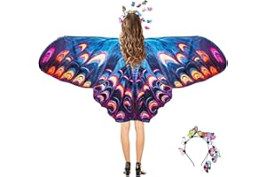 cosmisun Butterfly Wings Shawl Costume Fairy Moth Wings Cape for Women Girls Halloween Cosplay Party Costumes 95x44 inch