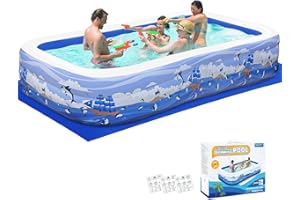 NATTORK Inflatable Swimming Pool for Kids and Adults- 145" x 71" x 22" Family Full-Sized Blow Up Pools for Kids-Thickened Durable Above Ground Swimming Pool Backyard Lawn, Summer Party Outdoor and Indoor