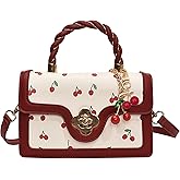 JeVenis Cherry Red Shoulder Bags Cherry Keychain Women Purses Handbags Coquette Bow Purse Y2k Bag Clutch Hobo Handbag