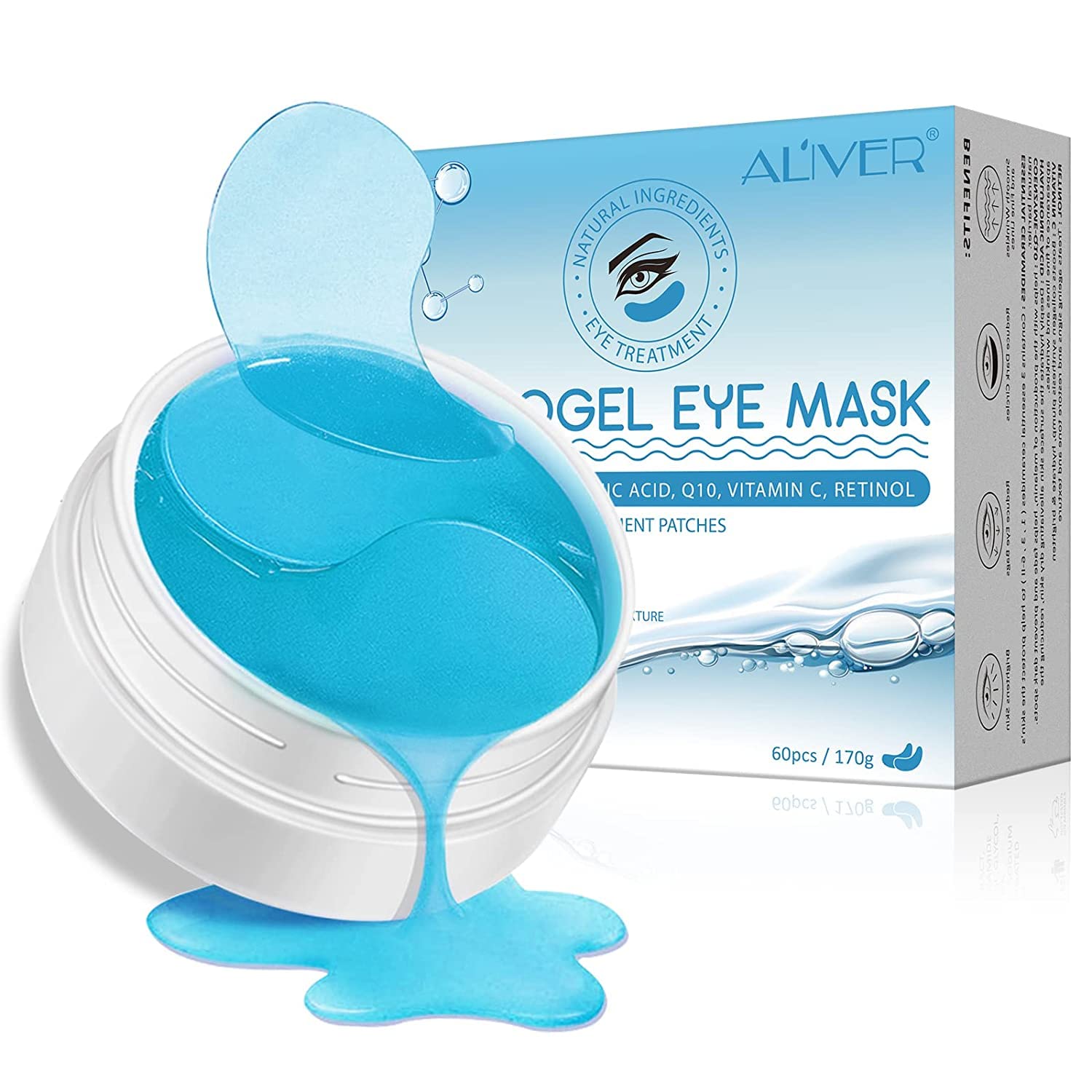 Hydrogel Eye Patches,Hydrogel Under Eye Masks for Dark Circles,Anti Wrinkle Treatment,Under Eye Gel Pads,Eye Mask for Puffy Eyes, Skincare,Hydrating | 60 Pieces/30 Pairs (Hydrogel)