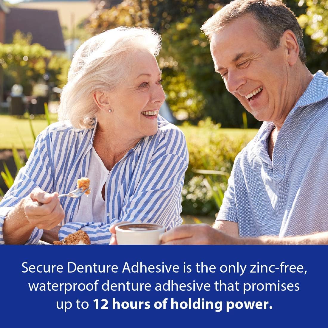 Secure Waterproof Denture Adhesive - Zinc Free - Extra Strong Hold For Upper, Lower or Partials - 1.4 oz (Pack of 4) : Secure Denture Adhesive : Beauty