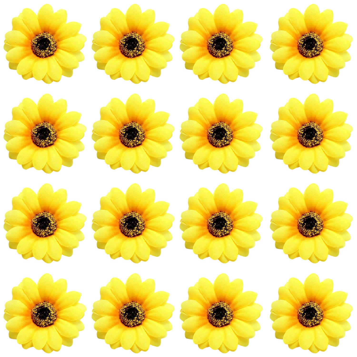 16 Pack Artificial Fake Yellow Large Daisy Sunflower Hair Pins Alligator Clips Barrettes Clamps Wedding Bridal Hawaiian Party Silk Flower Headpiece Holiday Decoration for Women