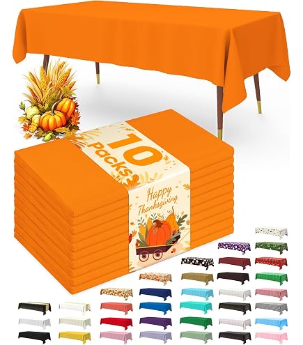 Patelai 24-Pack Thanksgiving Plastic Tablecloths - 54x108 Inch Waterproof Rectangle Table Covers In Fall Colors