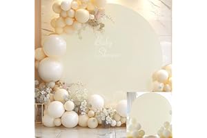 Gallety 7.2 FT Ivory Round Backdrop Cover for 5 to 7.2ft Circle Arch Stand Adjustable Polyester Arch Backdrop Cover for Wedding Arch Birthday Party Photography Decoration