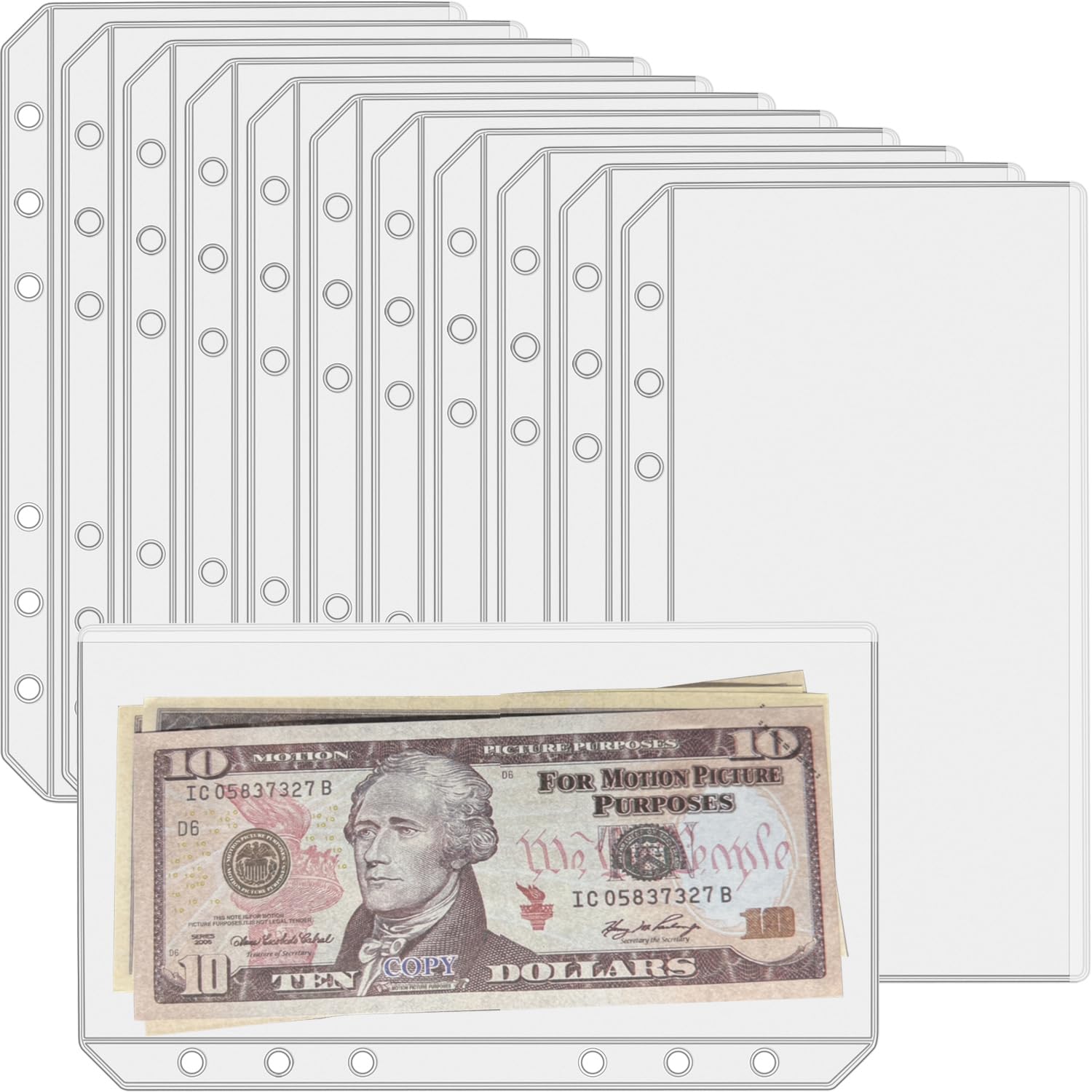 Photo 1 of UMSICHT 12PCS A6 Binder Pockets with No Zippers, Zipless Budget Envelopes for the Cash System, A6 Binder Pouch for 6 Ring Binder, Money Folder Organizer, Clear PVC Savings Challenges Envelopes, 12PCS.