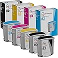LD Remanufactured Ink Cartridge Replacement for HP 82 (2 Black, 1 Cyan, 1 Magenta, 1 Yellow, 5-Pack) Compatible with DesignJet 500 500PS 510 800 800PS 815MFP 820MFP cc800ps