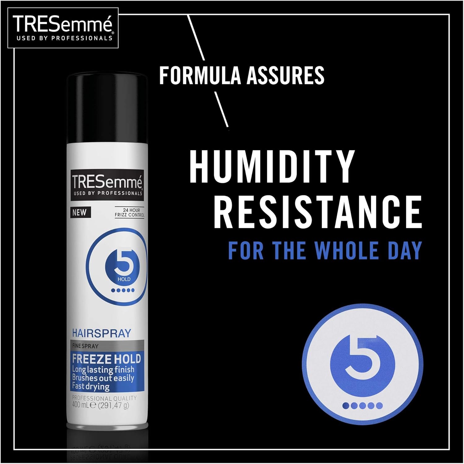 TRESemmé Freeze Hold Hairspray, 24-Hour Frizz Control, Extra Strong Hold & No Sticky Residue or Stiffness, Long-Lasting - Image 4