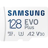 Samsung EVO Plus 128GB microSDXC Memory Card + SD Adaptor, Up to 160MB/s | UHS-I, C10, U3, V10, A3, Upgrade microSD Storage f