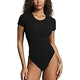 PAVOI ACTIVE Buttery Soft Short Sleeve Bodysuit for Women Double Lined Thong Bodysuit Crew Neck T-Shirt - Everyday Essentials