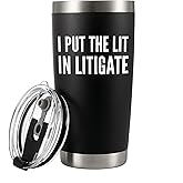 Panvola I Put The Lit In Litigate Lawyer Gifts To Attorney Law Student Graduation Gifts Teacher Coworker Lawyer Dad Mom Husband Wife Vacuum Insulated Tumbler with Lid and Straw 20 oz Black
