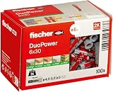 fischer DUOPOWER Wall Plug Red Grey 6x30 Set of 100 view 1