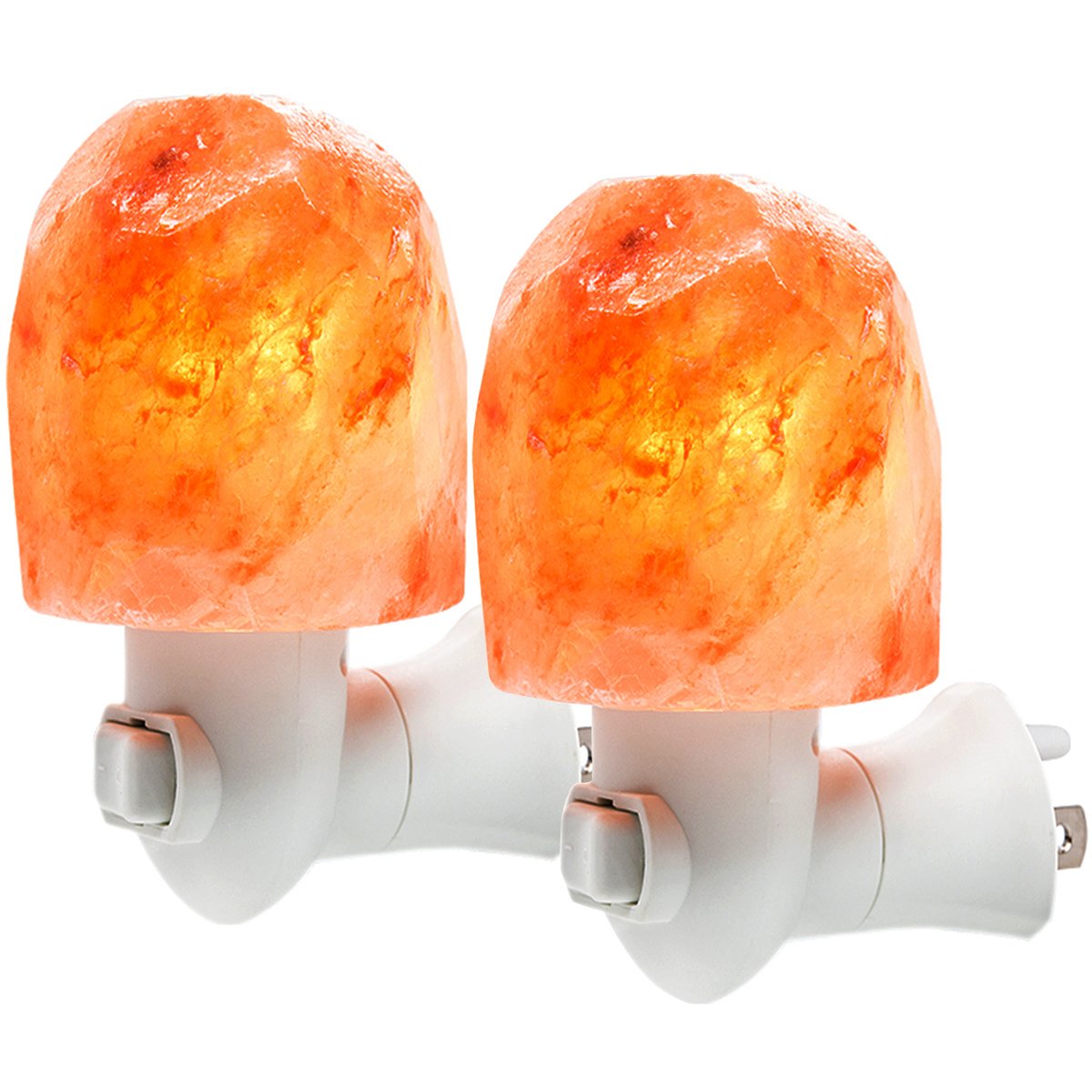 Haraqi Himalayan Salt Lamp Night Light Hand Carved Wall light with UL Approval Listed Plug for Living Dining Bed Room and Office (Natural-shaped two pack)