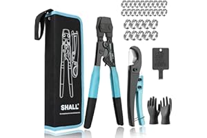 SHALL Pex Crimping Clamp Cinch Tool and Pipe Hose Cutter, Pipe Fitting Crimper Tool Kit Meets ASTM F2098 for 3/8" to 1" Stain