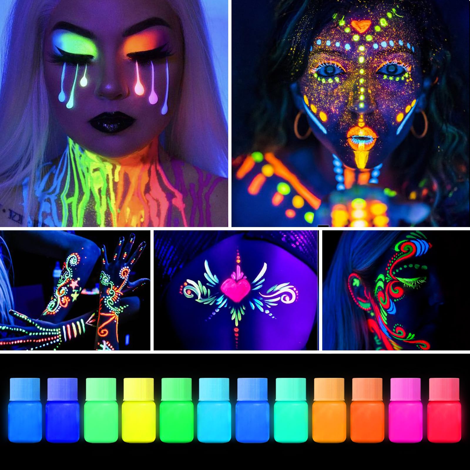 Zdspoxy Glow in The Dark Pigment Powder, 12 Colors Luminous Powder Set for Epoxy Resin, Fine Arts, DIY Crafts, Nail Art, Halloween, Party - 20g Each, 240g Total, Safe and Long Lasting