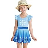 Ghteas Girls One Piece Swimsuits with Skirt UPF 50+ Floral Bright Bathing Suits for 3-10 Years