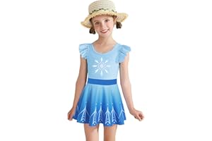 Ghteas Girls One Piece Swimsuits with Skirt UPF 50+ Floral Bright Bathing Suits for 3-10 Years