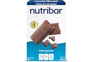 Nutribar Belgian Chocolate Flavoured Bars, High protein, Meal Replacement Bars, 24 Vitamins & Minerals, High Fibre, Made in C