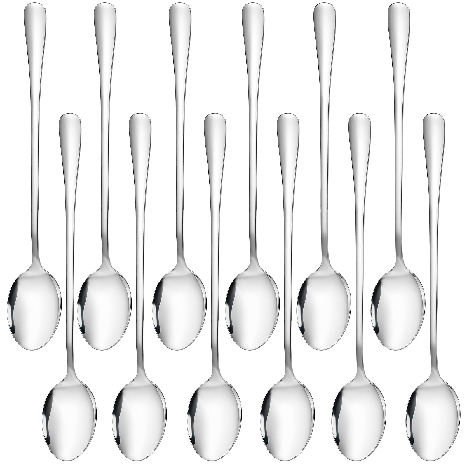 CoKeeSun 12 PCS Latte Spoons, 20cm Teaspoons Set, Stainless Steel Long Handled, Coffee Spoon, Ice Tea Spoons, Sundae Spoons for Cocktail, Dessert, Hot Chocolate, Milk Shake