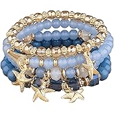 JoyToGo Crystal Charm Beads Bracelets for Women Adjustable Natural Healing Crystal Gemstone Bracelets Boho Jewelry Gifts for Her