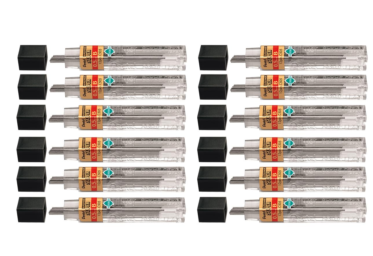 Pentel Lead Refills, B, 0.5 mm - Tube of 12,C505-B