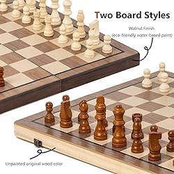 Chess Set 15'' Chess Board Wooden Magnetic Folding