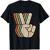 Retro Peace Sign V Fingers Vintage 60s 70s 80s Cool Graphic T-Shirt