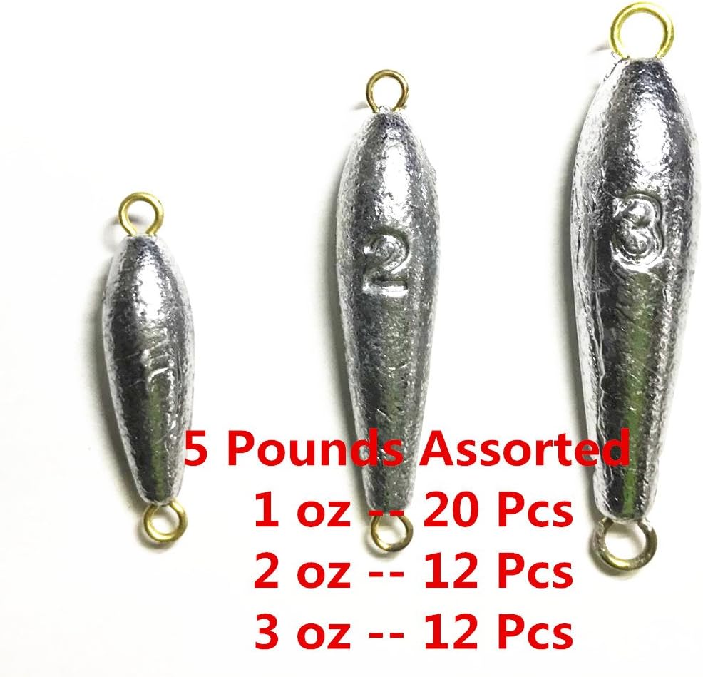 Kathy store INC Torpedo Sinkers Fishing Sinkers - Assorted Weights (5 LB) + Free Small Scissors