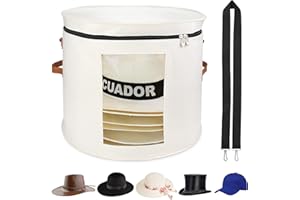 VanlonPro Large Hat Storage Box for Women & Men, 19" D x 17" H Oversized Hat Box Organizer，Foldable Round Travel Hat Boxes with Dustproof Lid, Stuffed Toy Storage Bin Bag (Off-white)