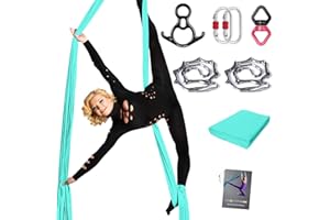 PRIOR FITNESS Aerial Silks Set, Professional Thicker Low Stretch Fabric 9/15/20 Yards Aerial Silk Swing Set with Hardware Guide, Yoga Starter Kit For Home, Aerial Yoga Hammock, Silks for Gymnastics, Antigravity Yoga, Inversion Exercise-All Levels