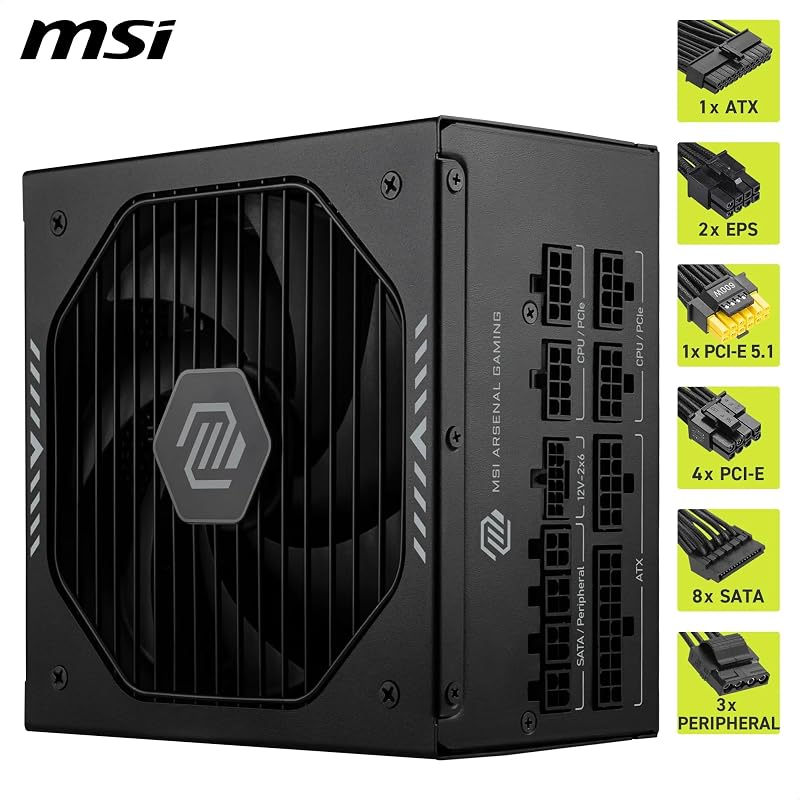 MAG A850GLS PCIE5 Alimentation modulaire ATX 3.1, 80 Plus Gold