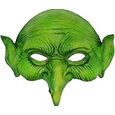 Mzztino Witch Mask Halloween Goblin Masks Scary Green Half Face Sorceress Mask for Cosplay Costume