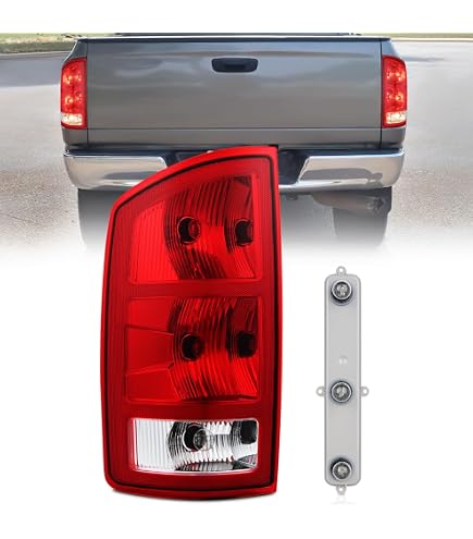 Driver Side Tail Light For 2002-2006 Dodge Ram 1500/2500/3500 - Incandescent, Red Lens, Chrome Housing