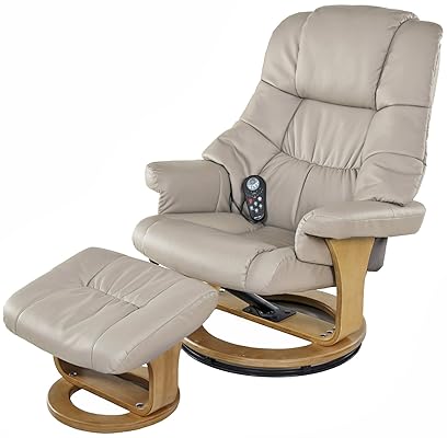 Relaxzen 8 Motor Massage Recliner with Heat & Ottoman, Beige
