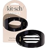 Kitsch Medium Flat Claw Clips for Women - Stylish Flat Hair Clips, Strong Hold for Thick & Fine Hair | Non-Slip for Secure, Comfortable All-Day Wear | Ideal Gifts for Women - Black