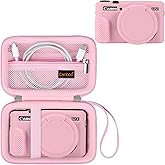 Canboc Camera Case for Canon PowerShot G7 X Mark II Digital Camera, Hard Carrying Case + Soft Silicone Protective Cover with Removable Lens Cover, Pink (Case Only)
