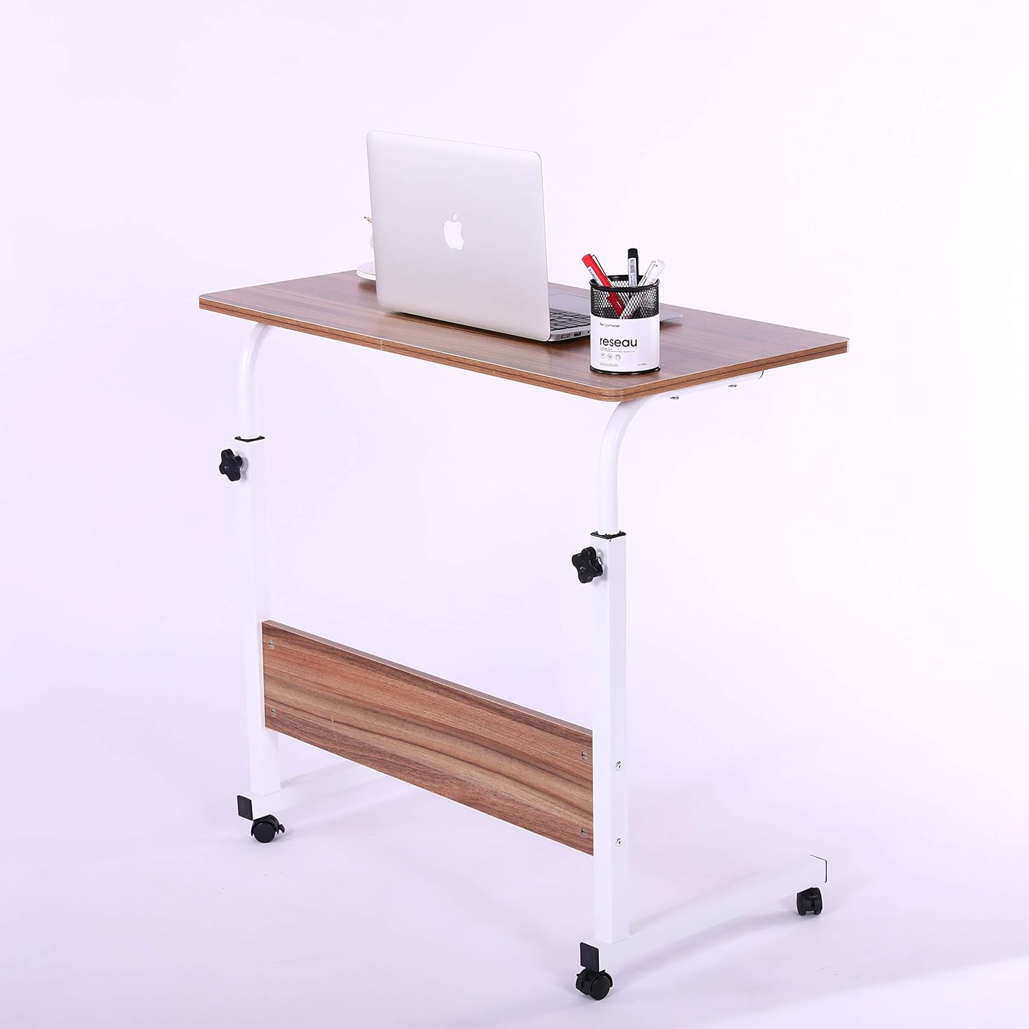 Laptop Cart 31.5" Mobile Table Fancasa Movable Portable Adjustable Notebook Computer Stand with Wheels (Teak): Home Audio & Theater